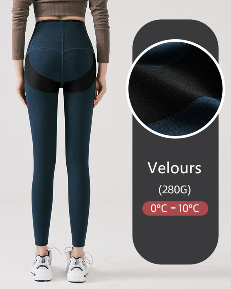 Summer Autumn Winter Popular High Waist  Naked Silky Traceless Yoga Legging Thin Fleece Velours S-3XL