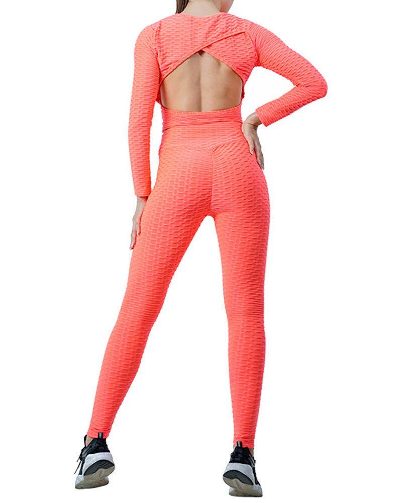 Ladies Yoga Wear Halter Fitness Long Sleeve Pants Leisure Sports Yoga Set S-XXL Pants Sets