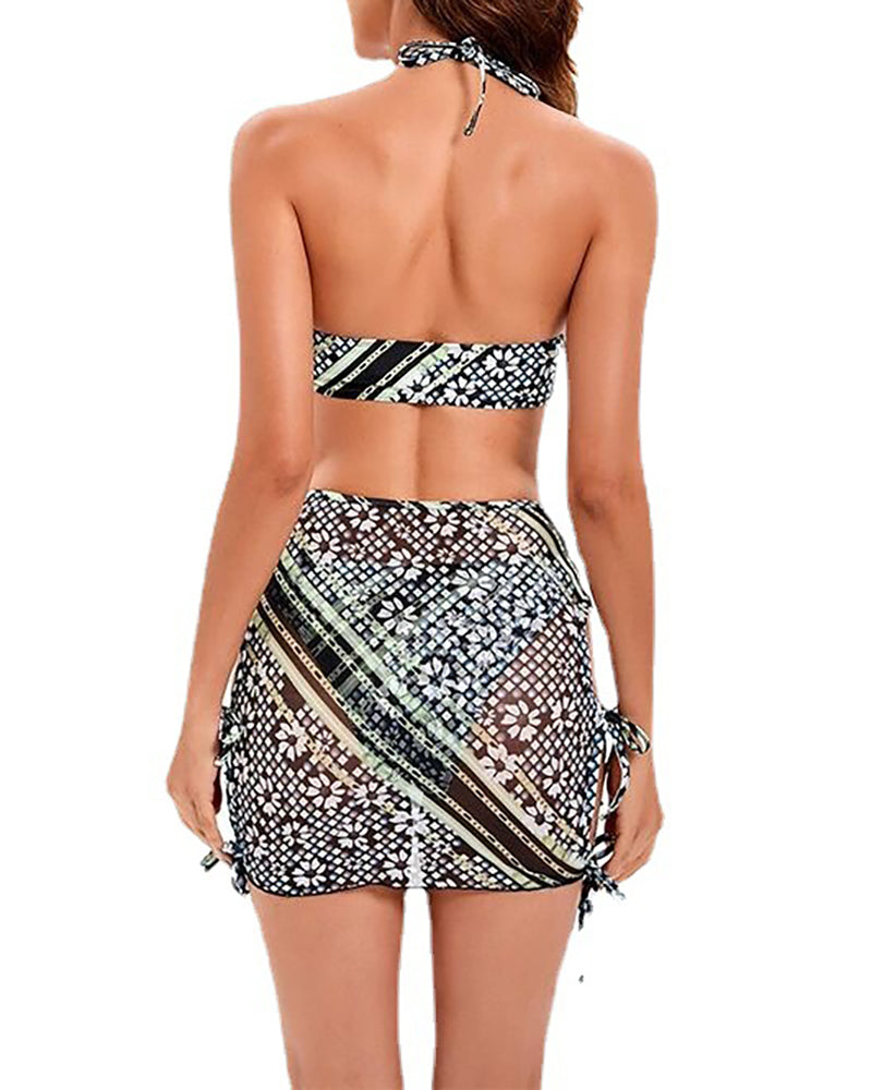 Printed Women 3 Piece Swimwear Set S-L