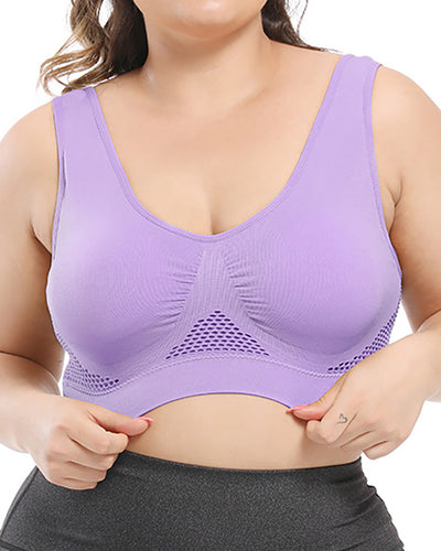 Plus Size No Steel Ring Fat Sports Bra Hollow Breathable Fitness Yoga Underwear 4XL-6XL