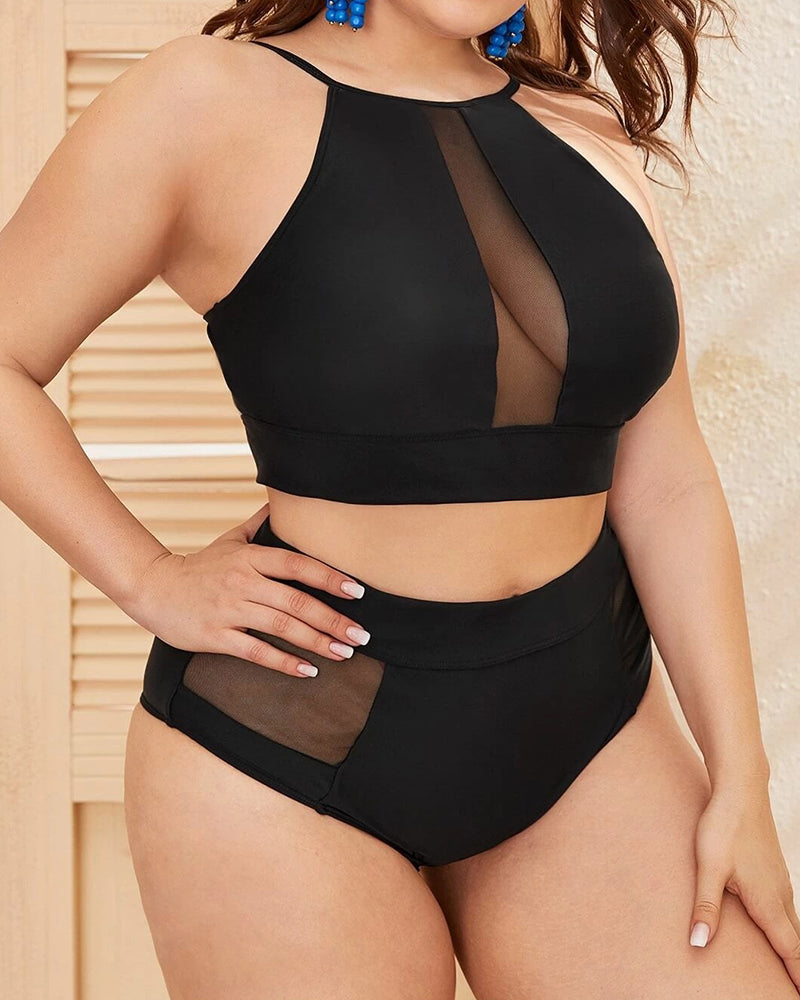 Mesh Women Plus Size Two Piece Swimwear L-4XL