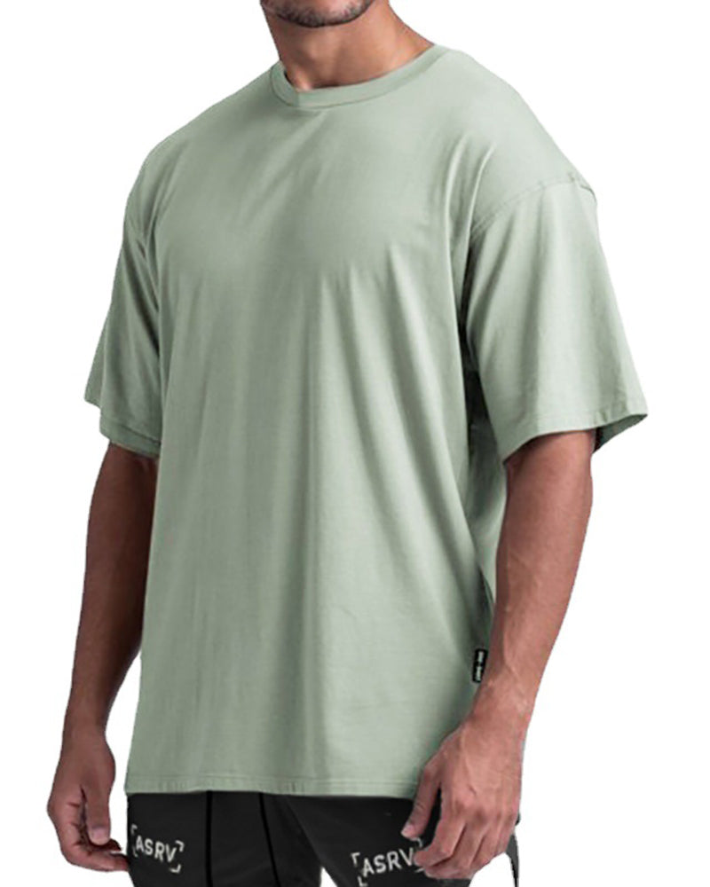 Summer Solid Color Short Sleeve Crew Neck Men&