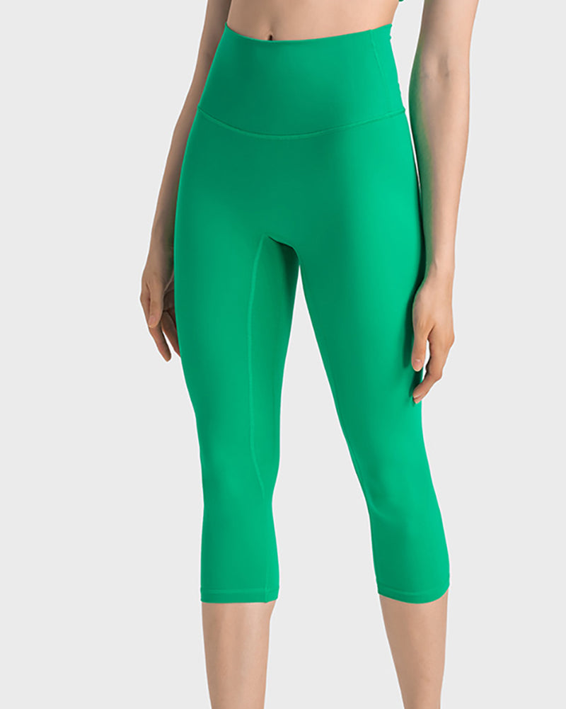 Women High Waist Solid Color 7 Point Leggings 4-12