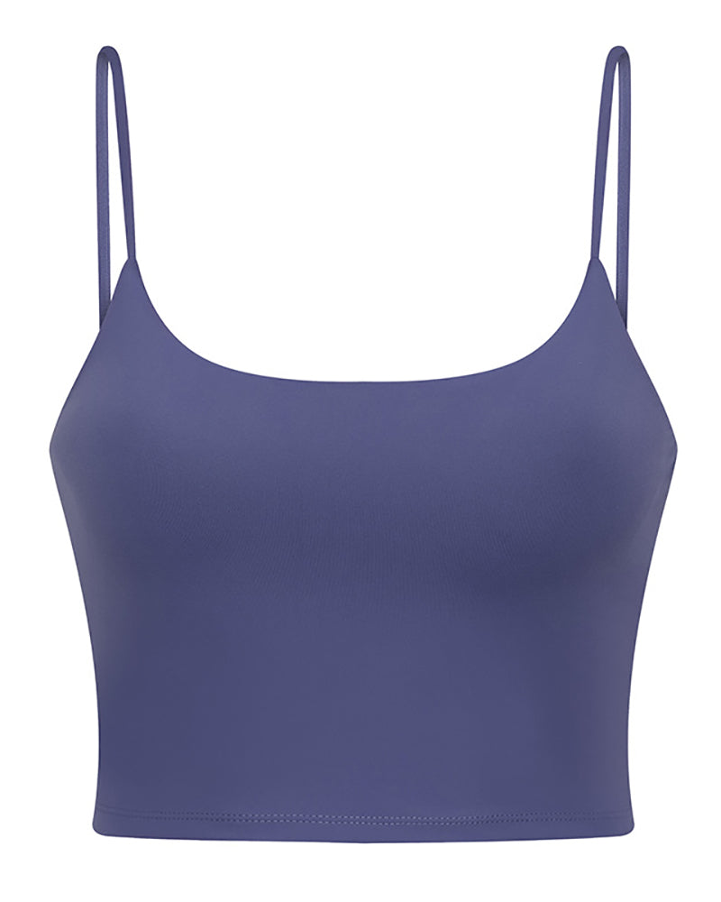 Women Solid Color Strap Sports Running Yoga Tops Vest S-XL