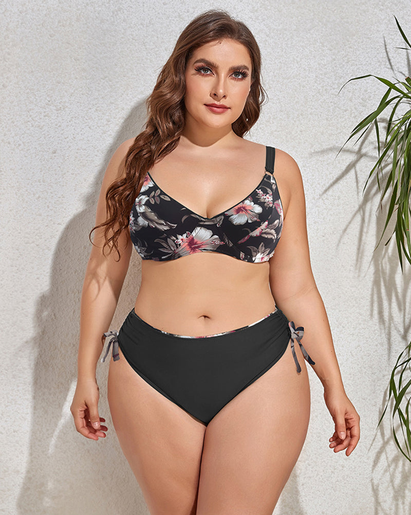 Wholesale Price Printing Women Two Piece Plus Size Swimwear L-4XL