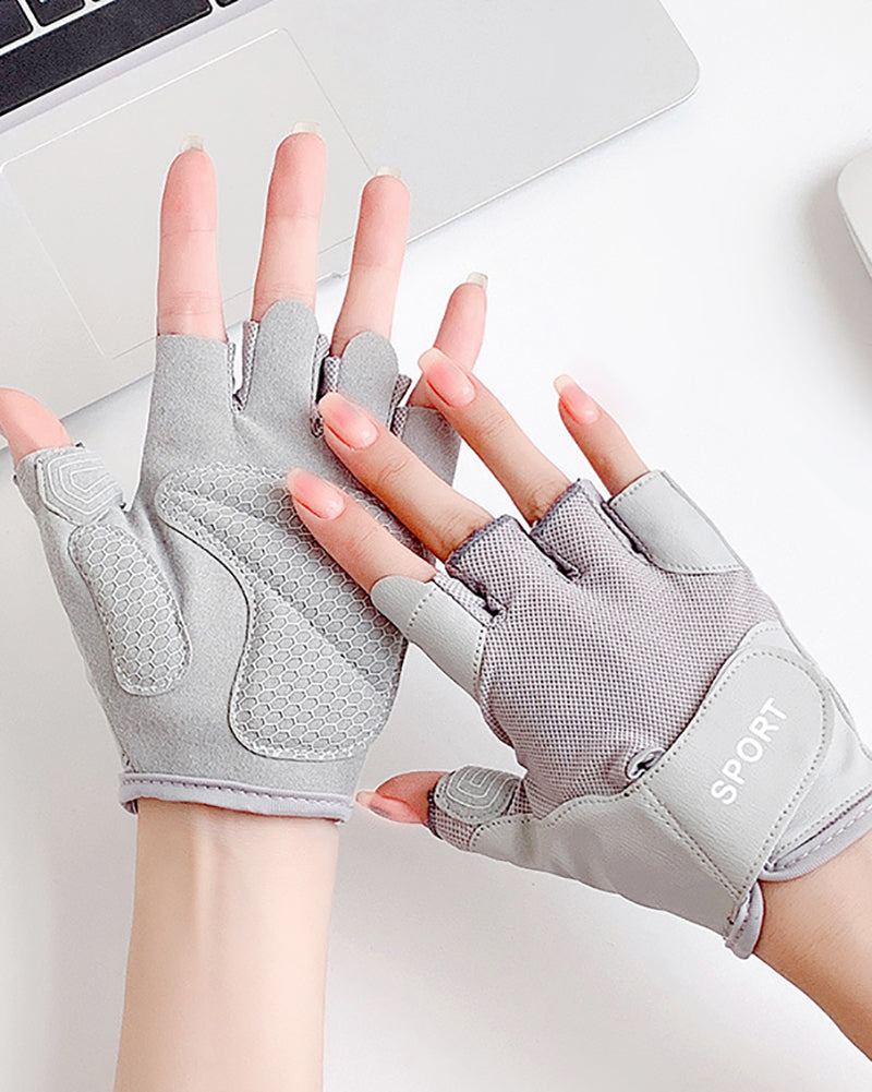 Summer Thin Half Finger Cycling Gloves Barbell Non-Slip Fitness Gloves Outdoor Breathable Sports Gloves