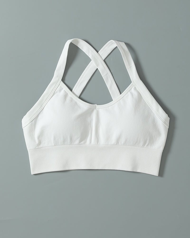 Solid Color Back Cirss Women Sports Bra S-L