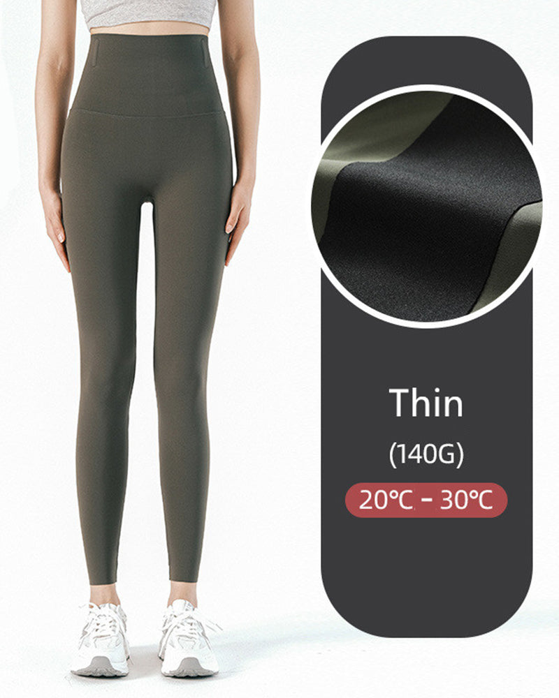 Summer Autumn Winter Popular High Waist  Naked Silky Traceless Yoga Legging Thin Fleece Velours S-3XL