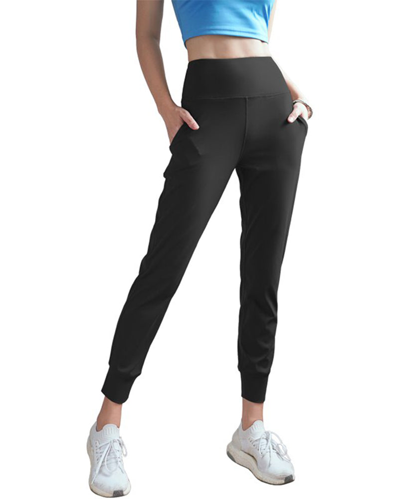 Women Sports Running Pant Joggers Cozy High Waist Yoga Pants Female Breathable Elasticized Leggings Gym Clothing Pure Colour