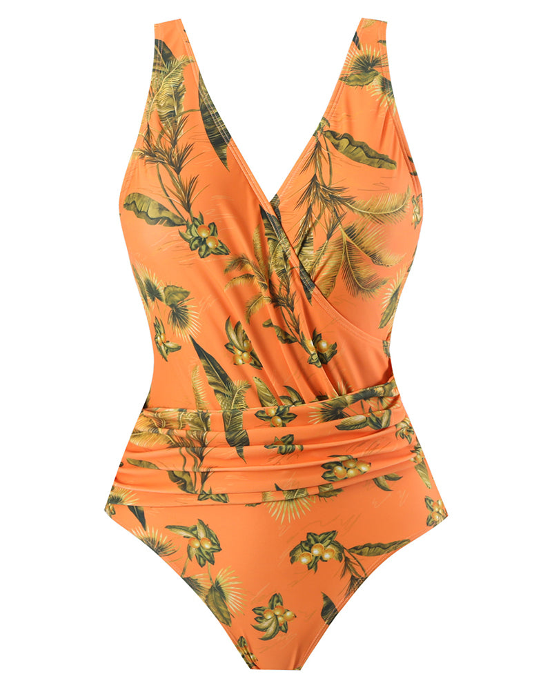 Boho Summer Sexy Printed V Neck Cover Up Two-piece Swimsuit S-XL