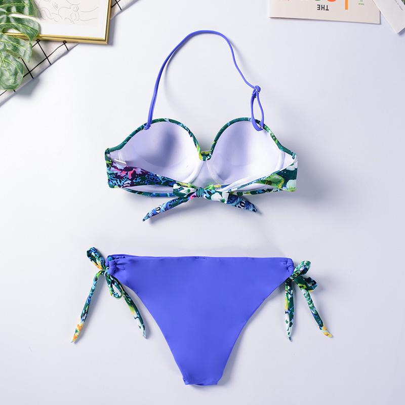 Women Halter Neck Print Summer Bikini OM22049