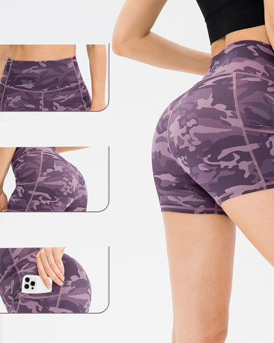 Women High Waist Soft Yoga Fitness Sports Mini Shorts With Pocket (14 Colors) S-2XL