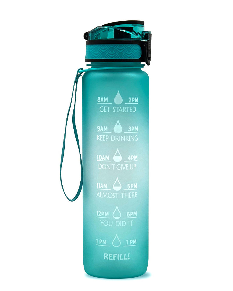 1L Tritan Material Water Bottle With Bounce Cover Time Scale Reminder Frosted Leakproof Cup For Outdoor Sports Fitness