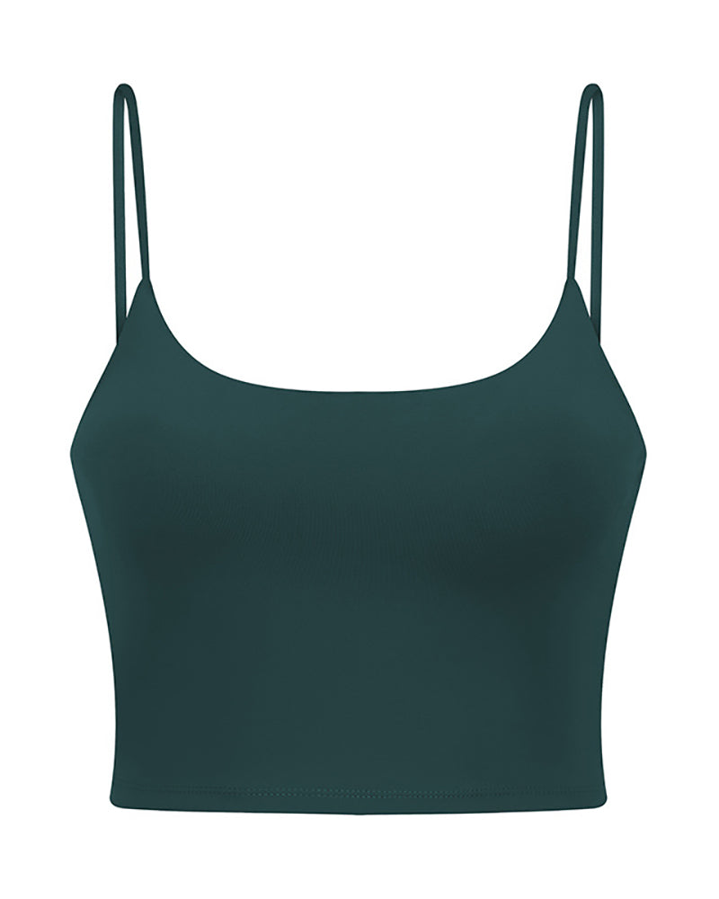 Women Solid Color Strap Sports Running Yoga Tops Vest S-XL