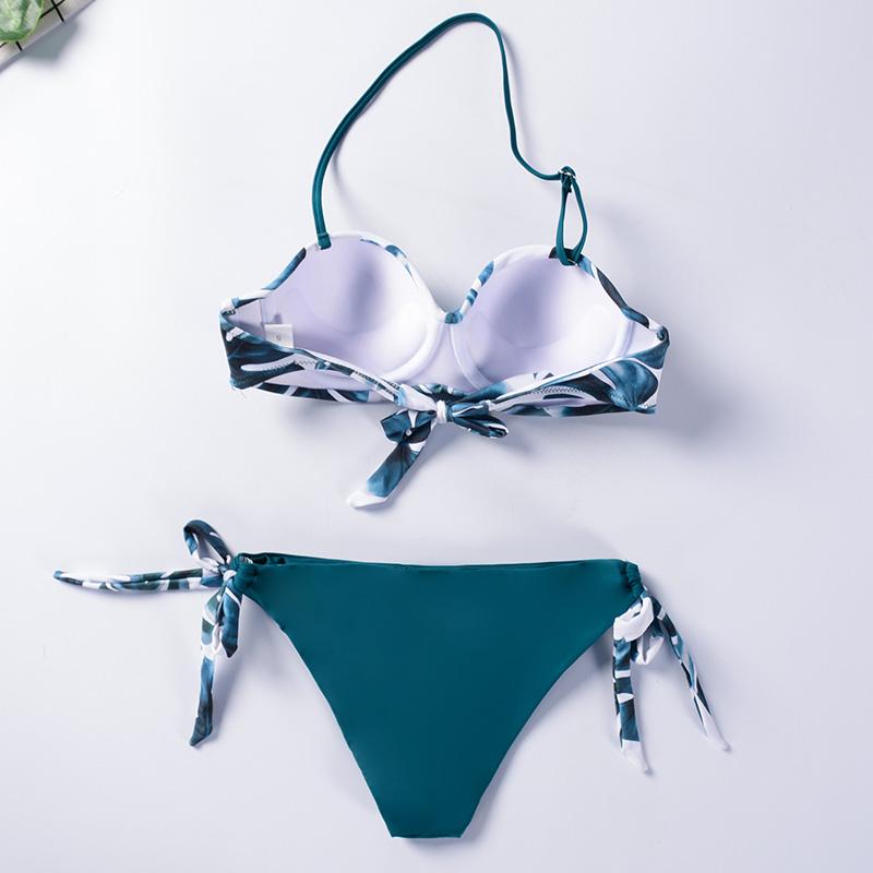 Women Halter Neck Print Summer Bikini OM22049