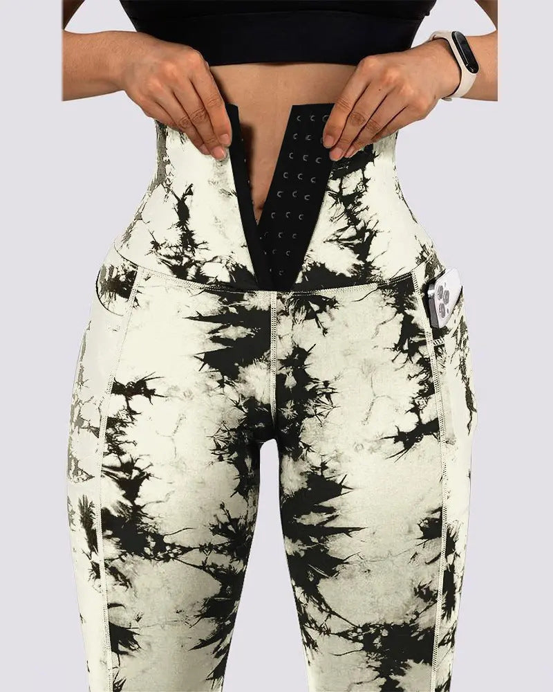 Wholesale Camo Tie-dye Shape Patchwork Side Pocket Sports Pants S-2XL