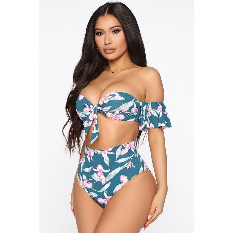 Sexy Swimsuit Push Up Bikinis Bathing Floral Two Piece Suits High Waist Bikini 2021 Women&