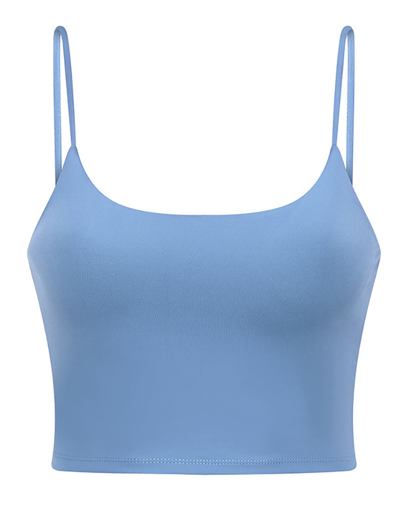 Women Solid Color Strap Sports Running Yoga Tops Vest S-XL