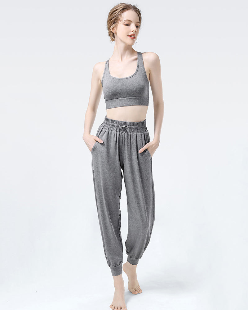 Women Loose Running Training Yoga Casual Sports Trousers Joggers Pants Gray Deep Gray Black Pink S-XL