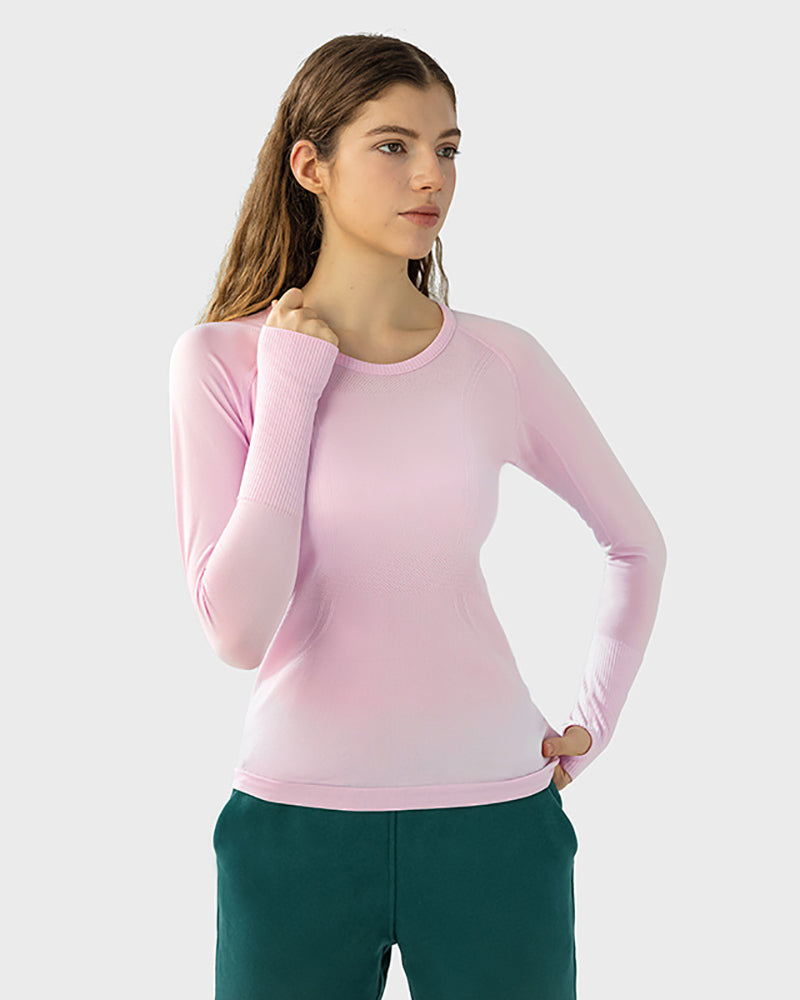 Autumn Crew Neck Long Sleeve Sports Yoga Women T-shirt 4-10