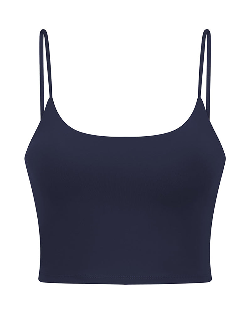 Women Solid Color Strap Sports Running Yoga Tops Vest S-XL