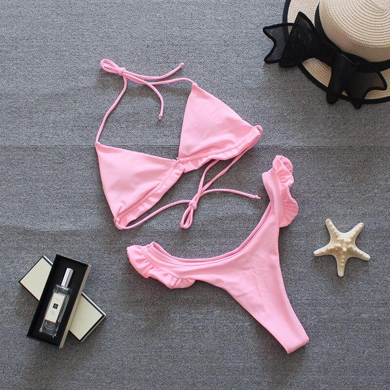 6 Colors Ruffle Bikini Set High Waist Swimsuit Woman Swimwear Push Up Swimming Suit Micro Tanga Swim Suits Two Pieces Beach Wear OM22470