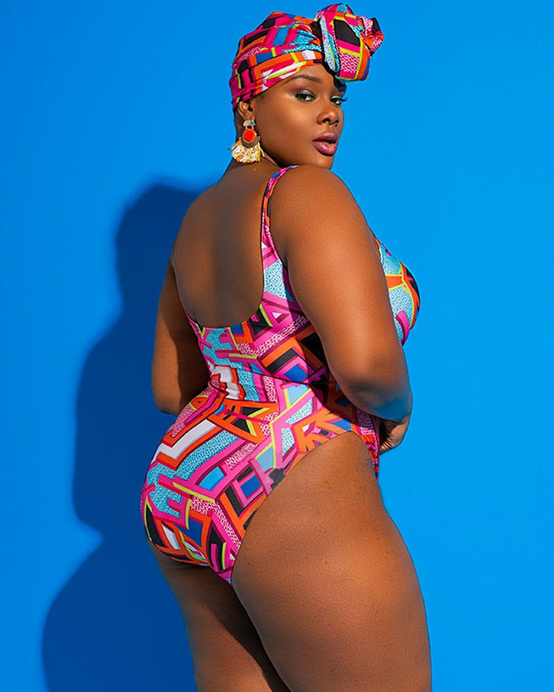 Plus Size Graffiti Swimwear