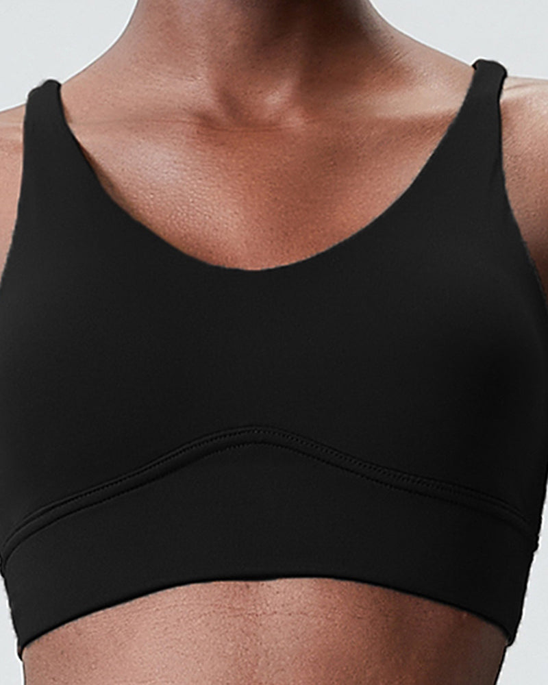 Mid-Protection V Neck Fitness Sports Bra S-XL