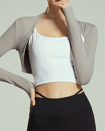 Autumn New Long Sleeve Solid Color Elegant Sports Yoga Tops Cardigan S-XL