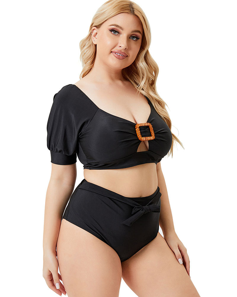 Black Plus Size Women Beach Swimwear L-5XL