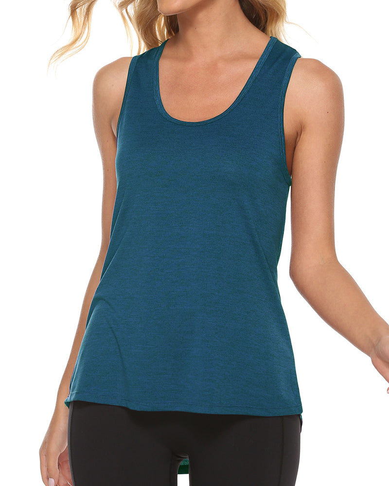 New U-Neck Hollow Out Solid Color Sports Yoga Tank Tops Dark Red Blue Green Purple Gray Vest S-XL