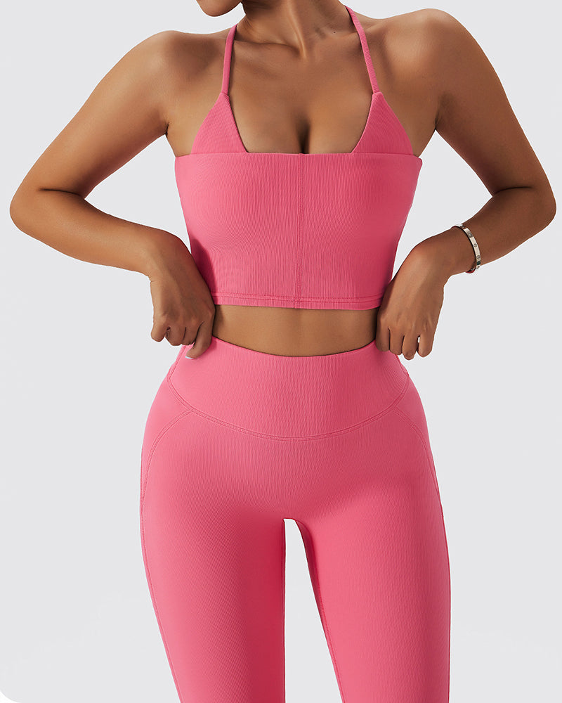 Women Quick Drying Breathable Sport Active Wear Two Piece Yoga Pants Sets Black Pink Green Coffee 8-12