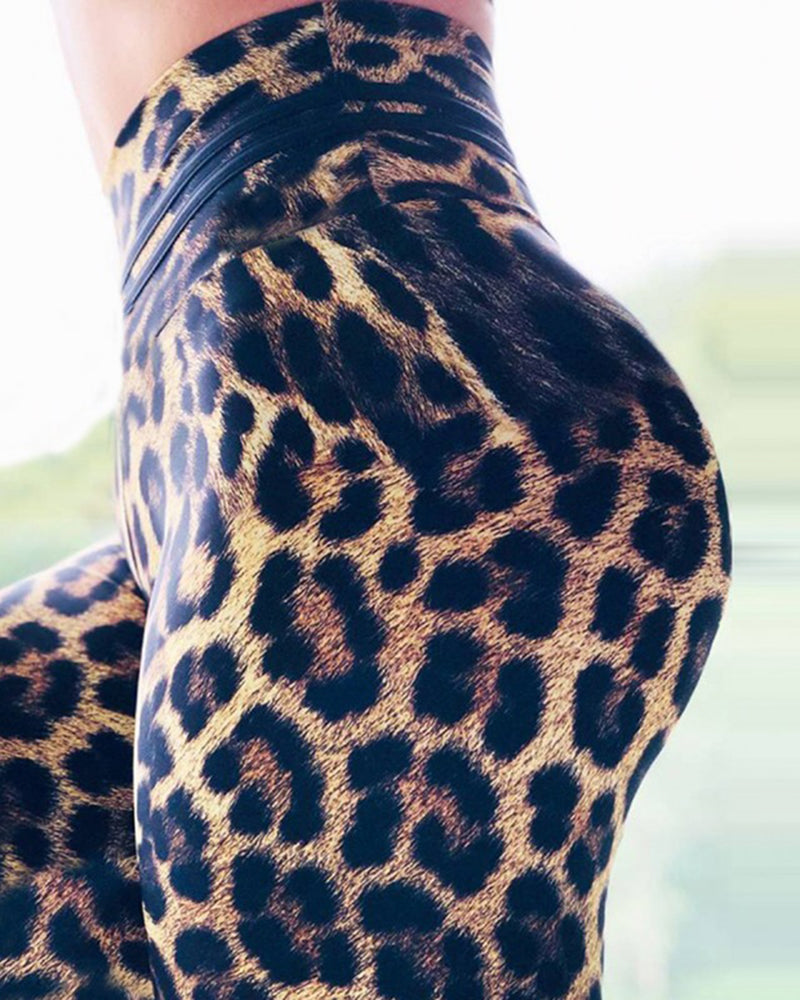 HOT Fashion Leopard Print Women Leggings Sporting Pants Fitness Slim Elastic Sweatpants Workout Push UP Legins