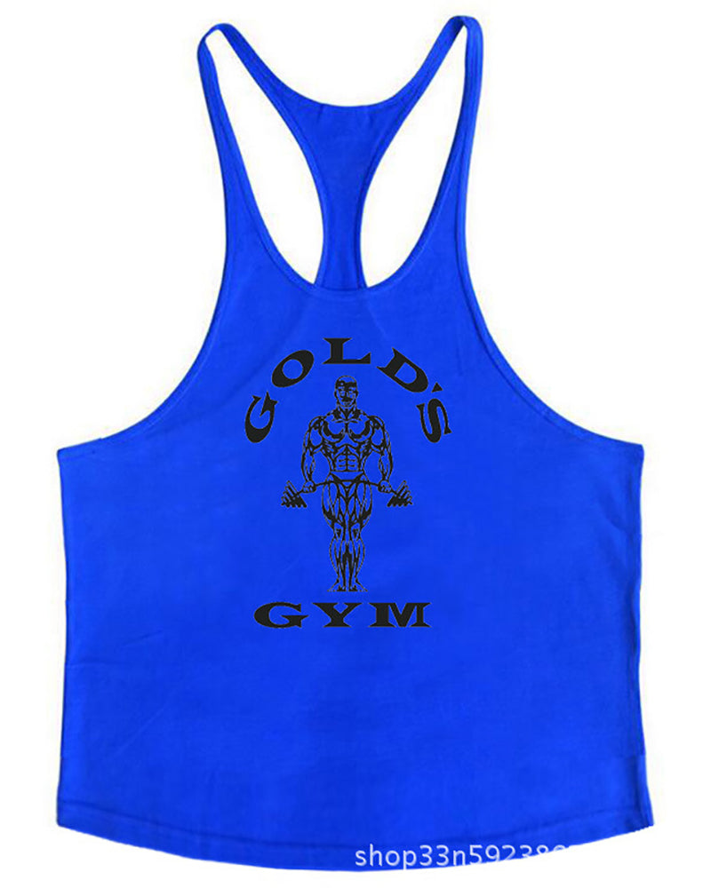 Gym Printed Vest Fitness Circular Hem Training Men&