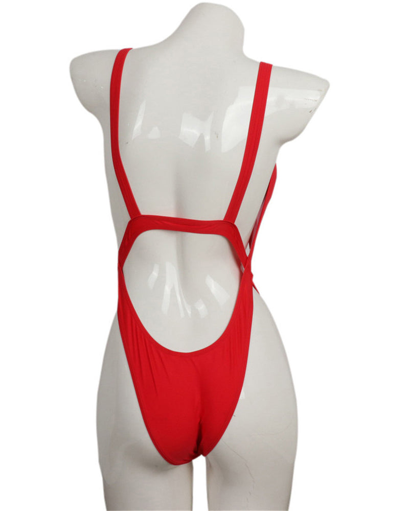 Open Back Women One Piece Swimsuit Swimwear S-L