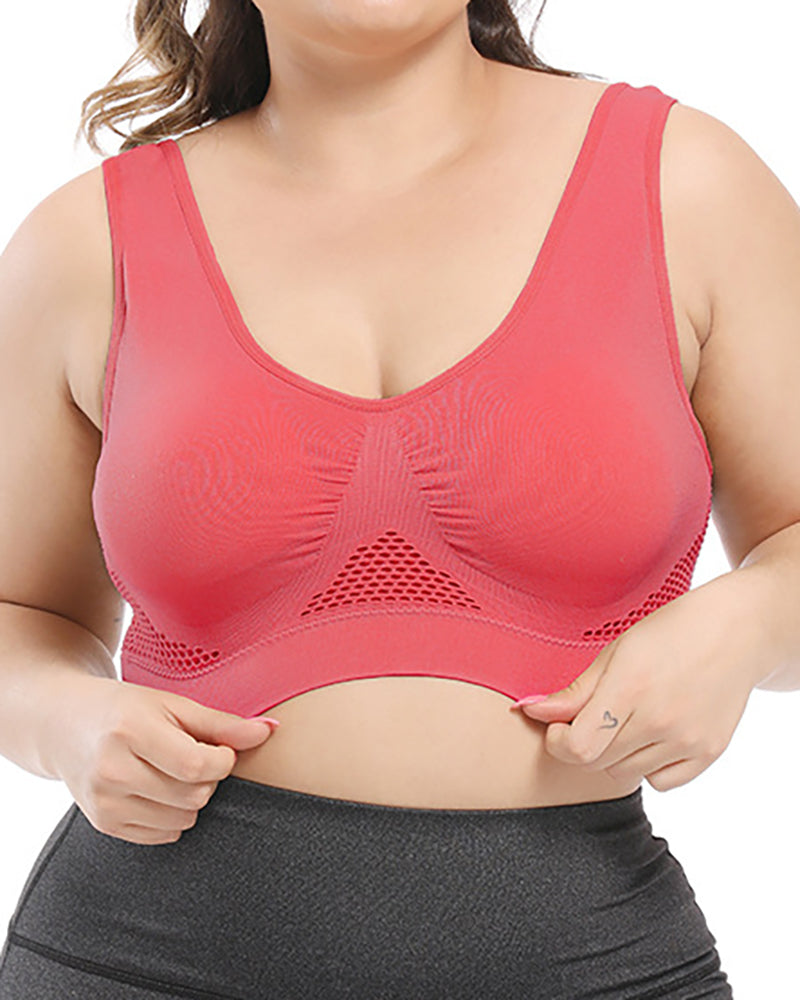 Plus Size No Steel Ring Fat Sports Bra Hollow Breathable Fitness Yoga Underwear 4XL-6XL