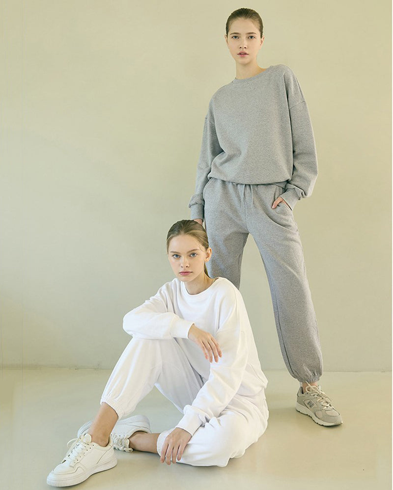 Autumn Winter Fashion Casual Sporty Sweatshirt Pants Sets White Gray S-L