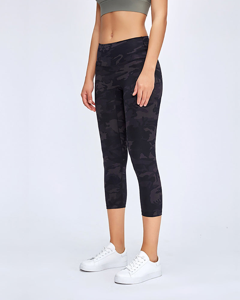 Lady Solid Color Sporty Yogo Pants Black Brown Gray Green