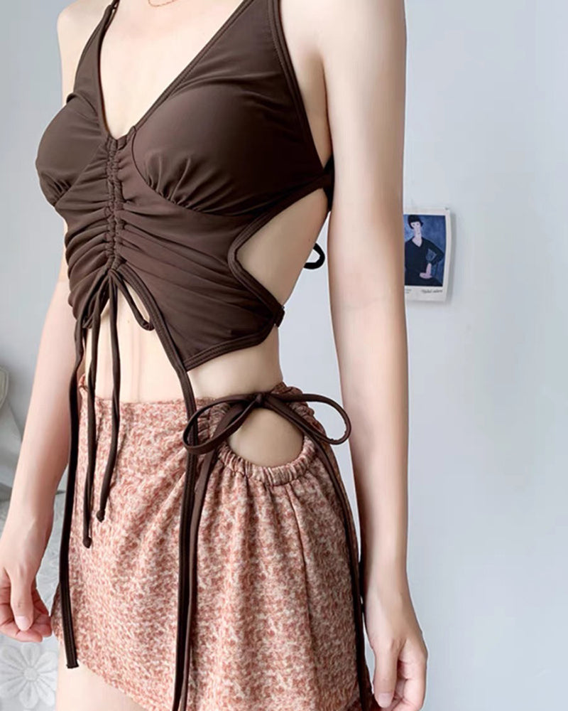 Butterfly Backless Strappy Halter Neck Yoga Sling Vest S-L