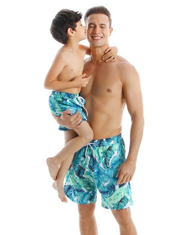 New Arriving Floral Print Parent-child Beach Pants Small Children Swimsuit M-2XL