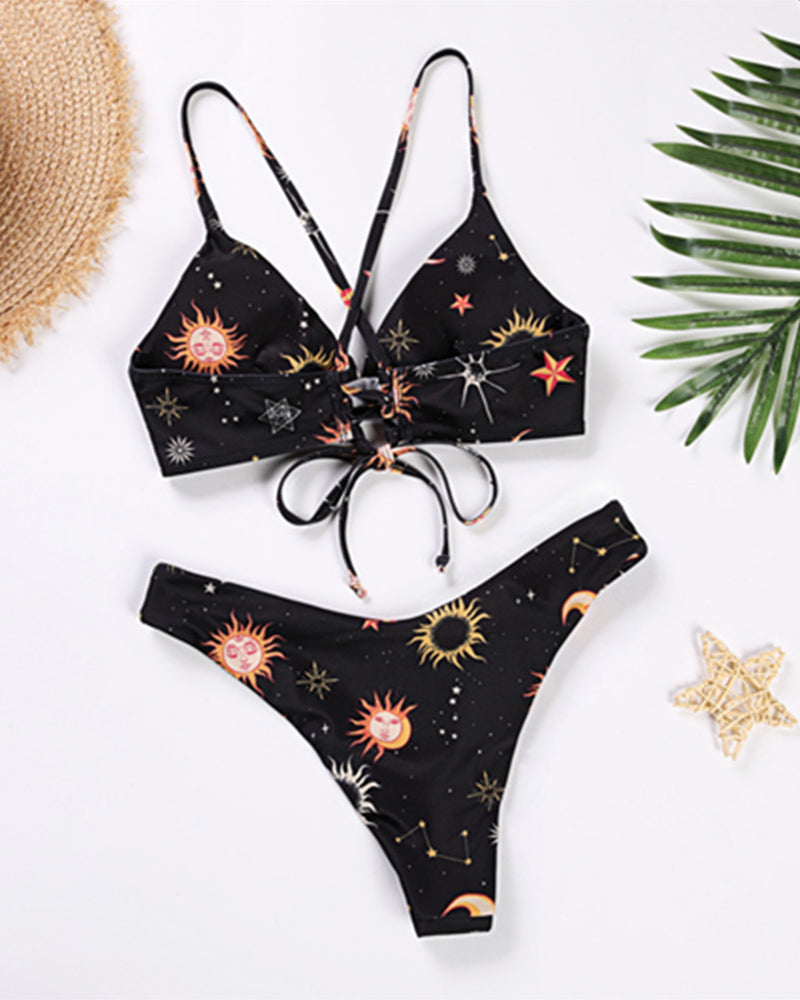 New Style Women Sexy Sunflower printing Two-piece Swimsuit S-XL YY1023 ...