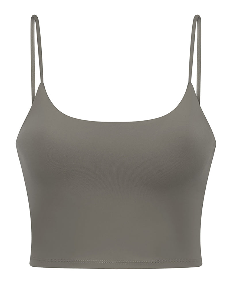 Women Solid Color Strap Sports Running Yoga Tops Vest S-XL