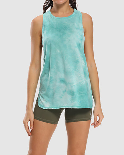 Women Tie Dye Loose Style Women Vest Sport Yoga Tops