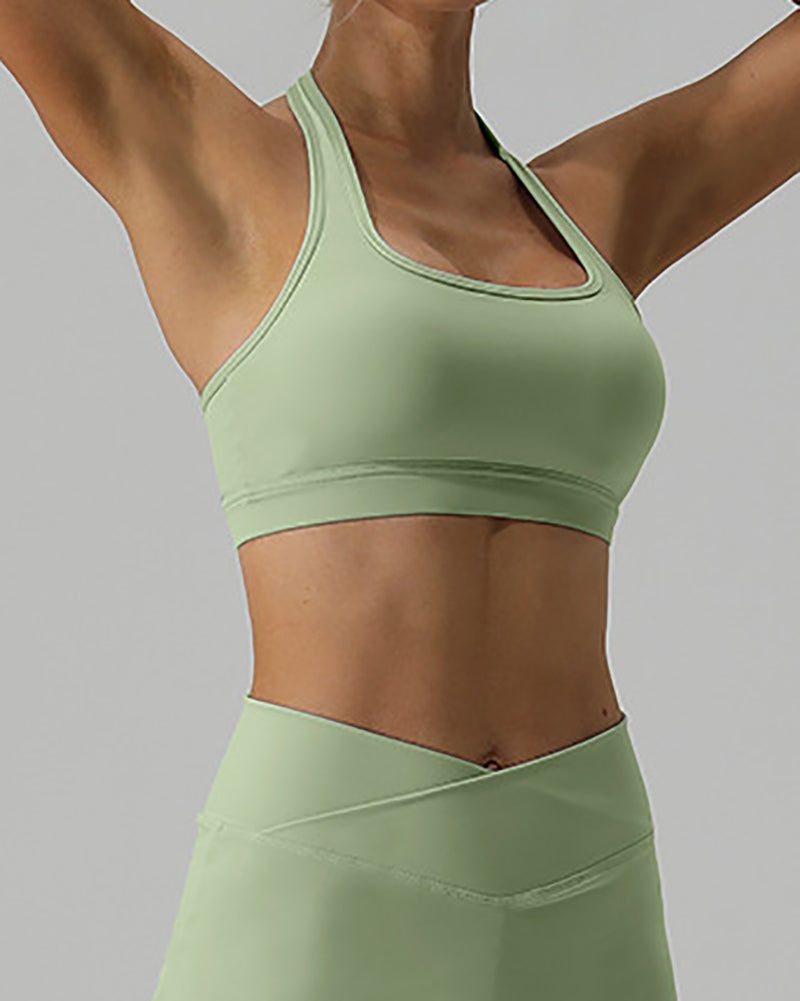 Women Yoga Outdoor Breathable Halter Neck Sports Bra Blue Green White Black S-XL