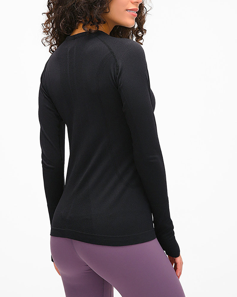 Autumn Crew Neck Long Sleeve Sports Yoga Women T-shirt 4-10