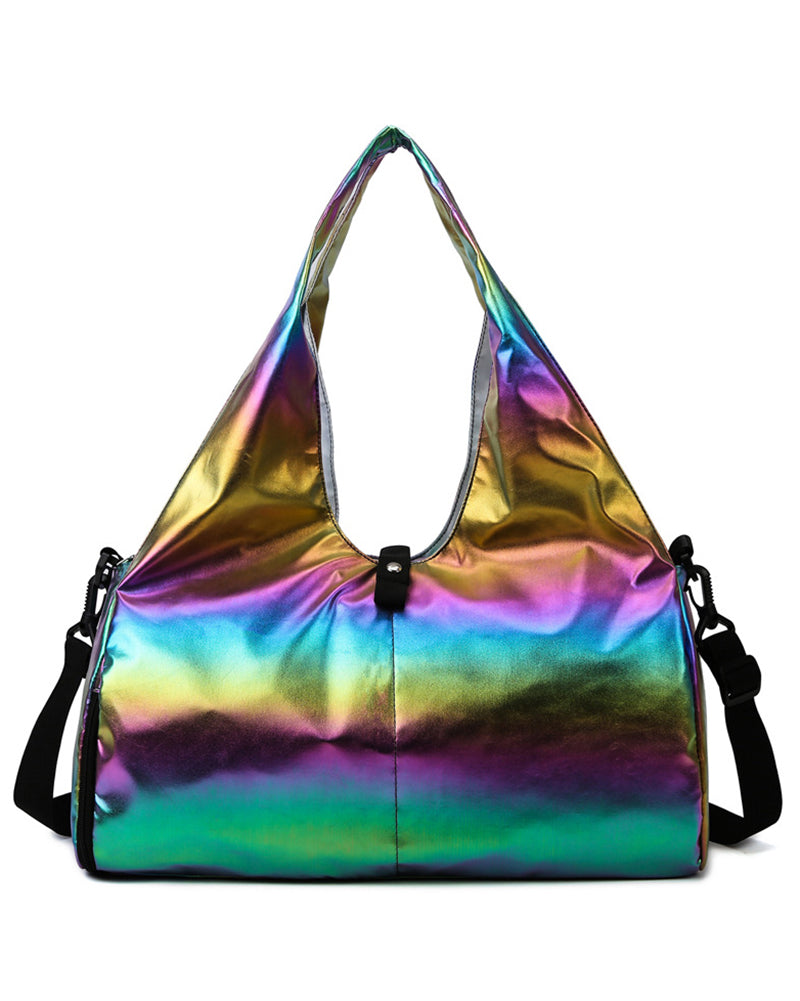 Large Capacity Yoga Fitness Bag Pearlescent Waterproof Fabric Dry Wet Separation Swimming Bag