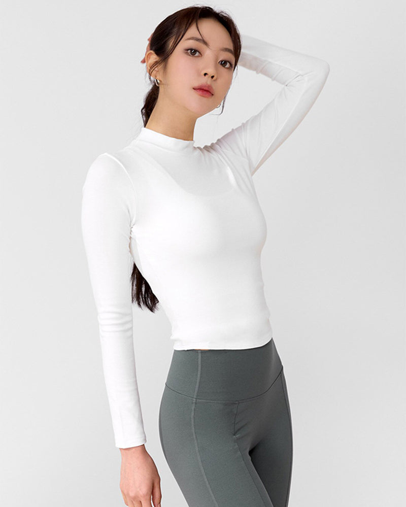 Solid Color Long Sleeve Yoga Tops No Pad S-L