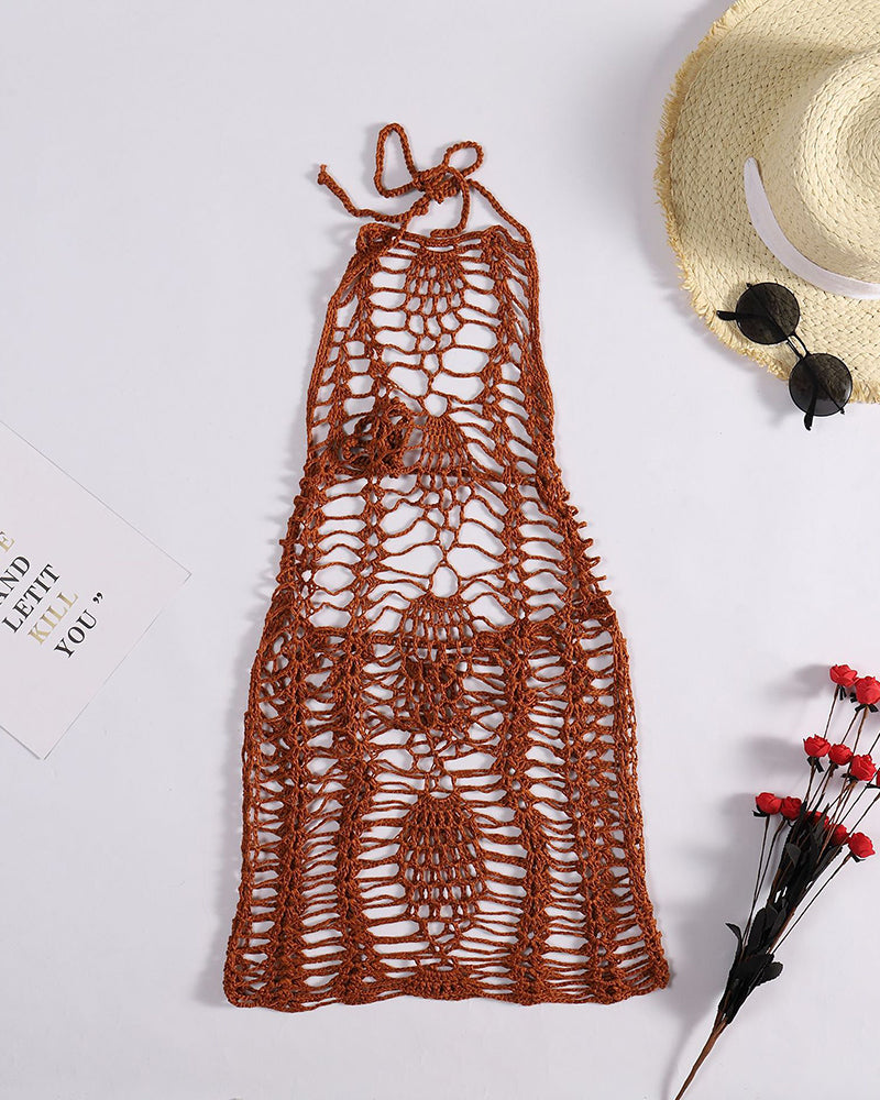 Sexy Beach Cover Up Dress Swim Women White Knitted Beach Tunic Hollow Sexy Tassels Cover Up Bikini Bandage Half-body Skirt OM25975