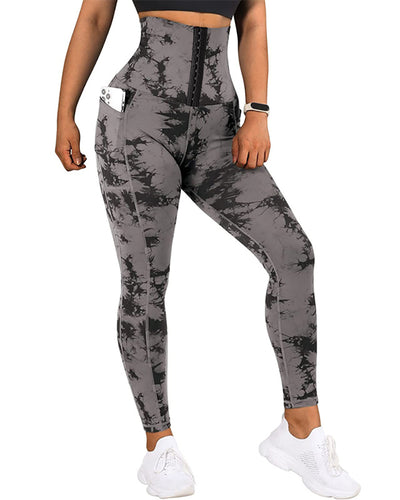 Wholesale Camo Tie-dye Shape Patchwork Side Pocket Sports Pants S-2XL