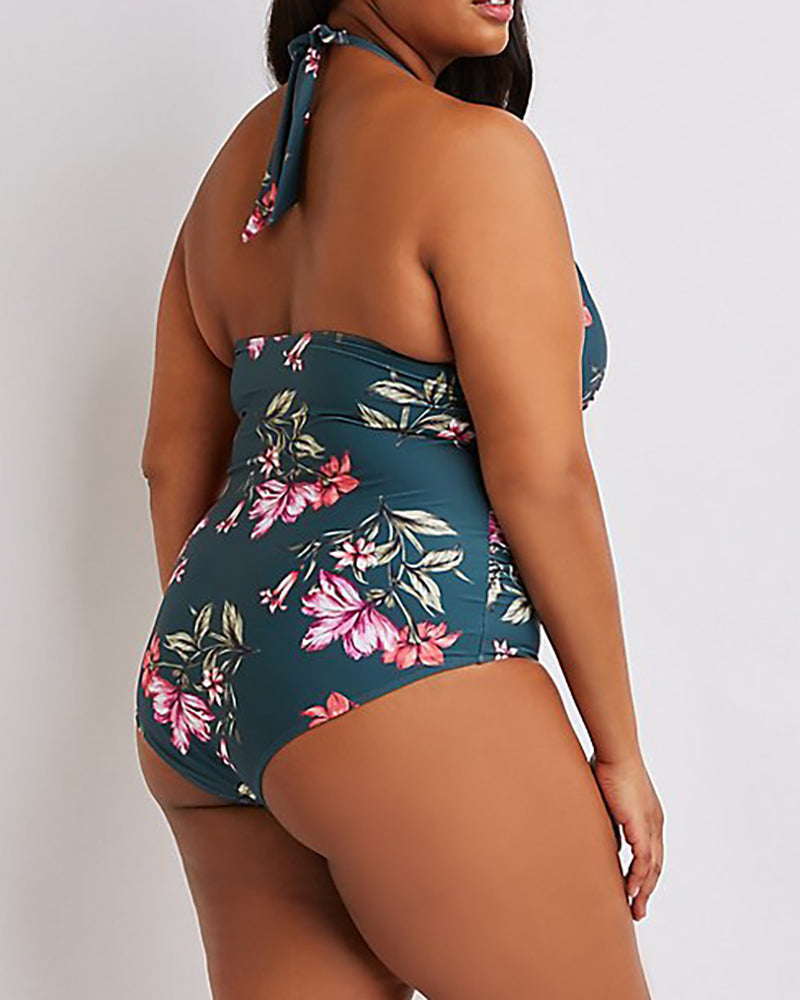 Plus Size New Flowers Swimwear